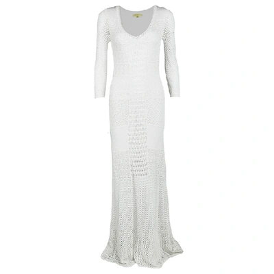 Pre-owned Catherine Malandrino Off White Crochet Knit Fitted Maxi Dress P / Xs