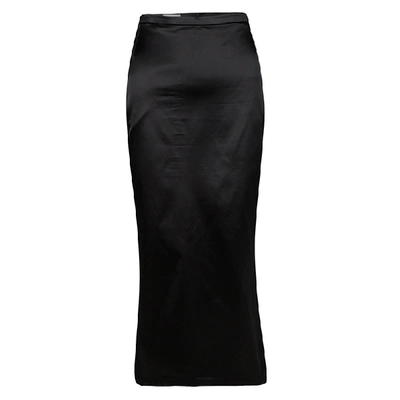 Pre-owned Dolce & Gabbana Black Satin Midi Skirt L