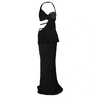 Pre-owned Ermanno Scervino Black Embellished Cutout Detail Backless Halter Gown M