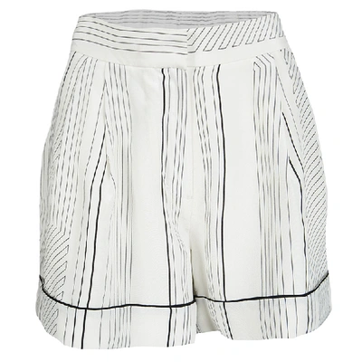 Pre-owned 3.1 Phillip Lim / フィリップ リム Monochrome Pin Striped Silk Pajama Shorts M In White