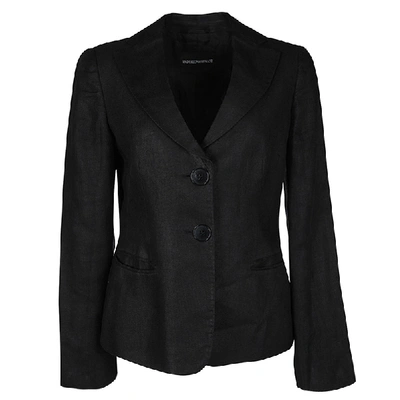 Pre-owned Emporio Armani Black Linen Blazer M