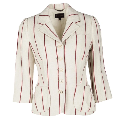 Pre-owned Mulberry Cream And Red Striped Linen Blazer M