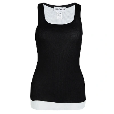 Pre-owned Dolce & Gabbana Monochrome Layered Rib Knit Sleeveless Tank Top M In Black