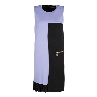 Pre-owned Versace Colorblock Ruffle Bottom Hem Detail Sleeveless Dress S In Multicolor