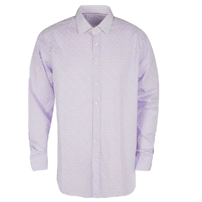 Pre-owned Etro Purple Paisley Cotton Jacquard Long Sleeve Button Front Shirt Xl