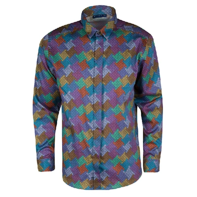Pre-owned Etro Multicolor Printed Cotton Long Sleeve Button Front Shirt L
