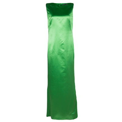 Pre-owned Alexander Mcqueen Green Silk Sleeveless Maxi Dress M