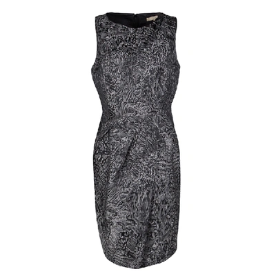 Pre-owned Michael Kors Grey Jacquard Sleeveless Sheath Dress L