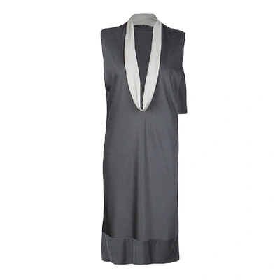 Pre-owned Balenciaga Grey Cowl Neck Detail Sleeveless Dress M