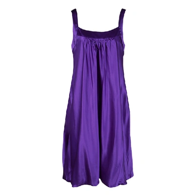 Pre-owned Dolce & Gabbana Purple Silk Satin Sleeveless Balloon Dress S