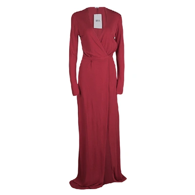 Pre-owned Issa Pomegranate Red High Twist Jersey Antonia Wrap Maxi Dress M