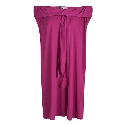 Pre-owned Saint Laurent Pink Knit Off Shoulder Sleeveless Shift Dress S