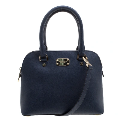 Pre-owned Michael Michael Kors Navy Blue Leather Medium Cindy Satchel