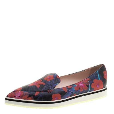 Pre-owned Nicholas Kirkwood Floral Print Leather Alona Pointed Toe Loafers Size 39.5 In Multicolor
