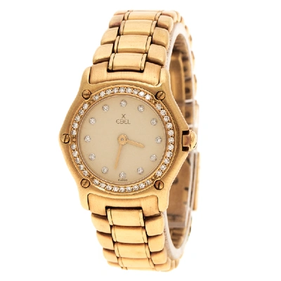 Pre-owned Ebel Cream18k Yellow Gold Diamond 8057902 Women's Wristwatch 24 Mm