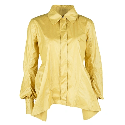 Pre-owned Louis Vuitton Yellow Top Stitch Detail Long Sleeve Asymmetric Shirt S
