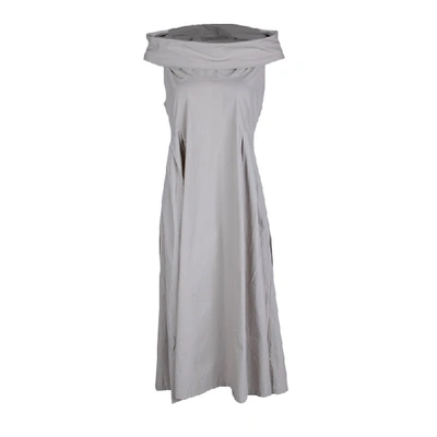 Pre-owned Bottega Veneta Beige Cotton Pintuck Detail Off Shoulder Sleeveless Dress M