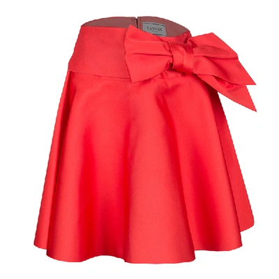 Pre-owned Lanvin Red Sash Bow Belt Detail Flared Circular Skirt S