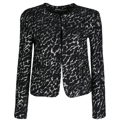 Pre-owned Alice And Olivia Black Lurex Detail Textured Kidman Box Jacket Xs