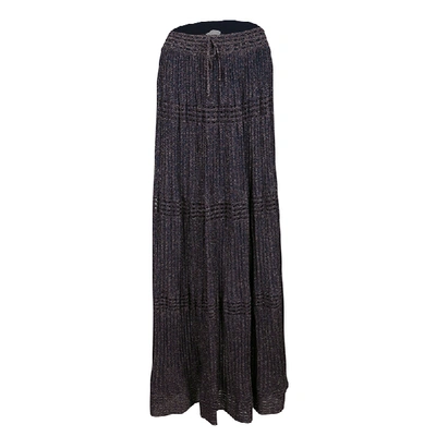 M MISSONI Pre-owned Purple Lurex Perforated Knit Pleated Skirt M