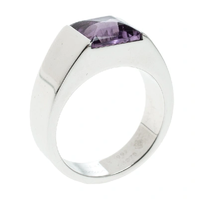 Pre-owned Cartier Tank Amethyst 18k White Gold Ring Size 54