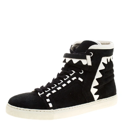 Pre-owned Sophia Webster Monochrome Suede And Leather Riko High Top Sneakers Size 41 In Black