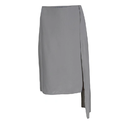 Pre-owned Jil Sander Grey Silk Drape Detail Skirt S