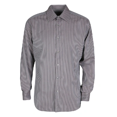 Pre-owned Gucci Grey Striped Cotton Long Sleeve Button Front Shirt Xl