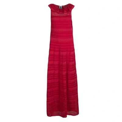 Pre-owned M Missoni Red Knit Ruffled Neck Sleeveless Maxi Dress M