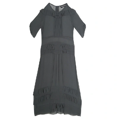 Pre-owned Sonia Rykiel Grey Silk Georgette Ruffle Detail Sheer Midi Dress S