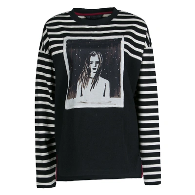 Pre-owned Marc By Marc Jacobs Monochrome Striped Dreamy Rhea Print Sweatshirt L In Multicolor