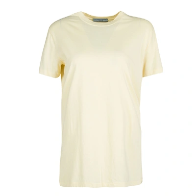 Pre-owned Prada Yellow Cotton Jersey Short Sleeve Crew Neck T-shirt S
