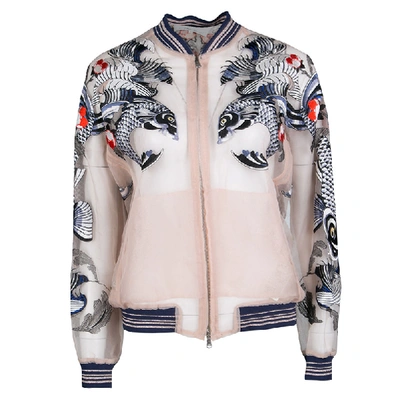 Pre-owned 3.1 Phillip Lim / フィリップ リム Beige Natural Tattoo Embroidered Organza Bomber Jacket S