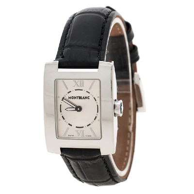 Pre-owned Montblanc Silver White Stainless Steel Profile 7047 Women's Wristwatch 23 Mm In Black