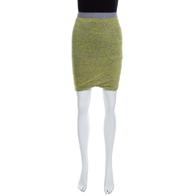 Pre-owned Alexander Wang T By  Yellow And Grey Melange Knit Tube Skirt Xs