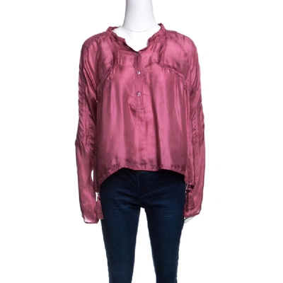 Pre-owned Gucci Pink Silk Tassel Detail Long Sleeve Blouse S
