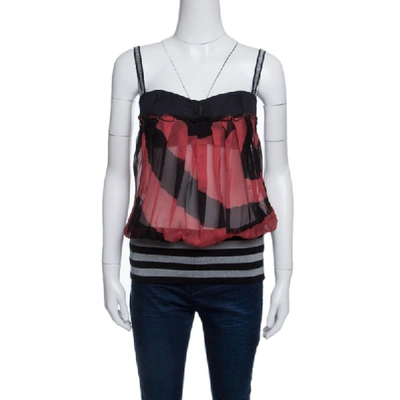 Pre-owned Gianfranco Ferre Gf Ferre Multicolor Striped Lurex Knit Trim Sleeveless Bustier Top S