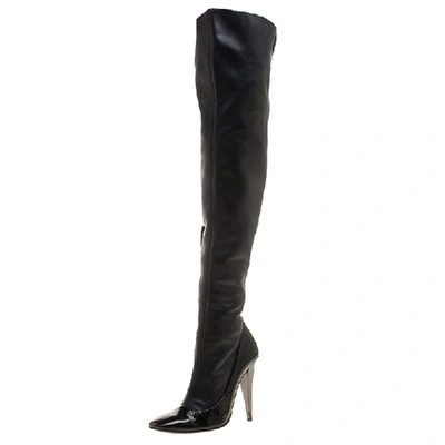 Pre-owned Giuseppe Zanotti Black Leather Knee High Boots Size 38