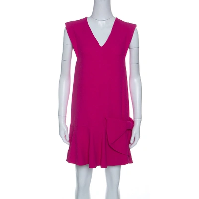 Pre-owned Miu Miu Pink Ruffled Bow Detail Sleeveless Dress S