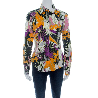 Pre-owned Etro Multicolor Floral Printed Cotton Long Sleeve Shirt M