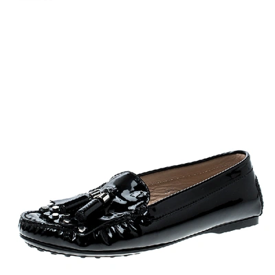 Pre-owned Tod's Black Patent Leather Tassel Loafers Size 36.5