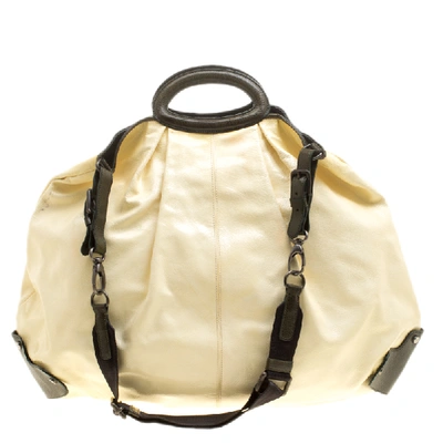 Pre-owned Marni Cream Patent Leather Large New Balloon Hobo