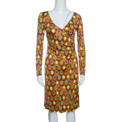Pre-owned Emilio Pucci Multicolor Printed Silk Jersey Long Sleeve Dress S