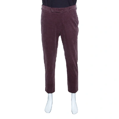 Pre-owned Ermenegildo Zegna Cashco Comfort Dull Purple Slim Fit Corduroy Trousers L
