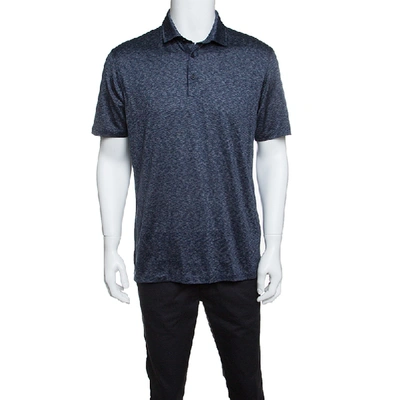 Pre-owned Ermenegildo Zegna Navy Blue Silk Slub Jersey Polo T-shirt M