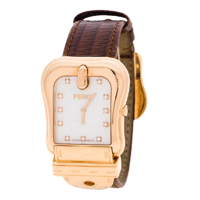 Pre-owned Fendi Women's Wristwatch 32mm In Brown