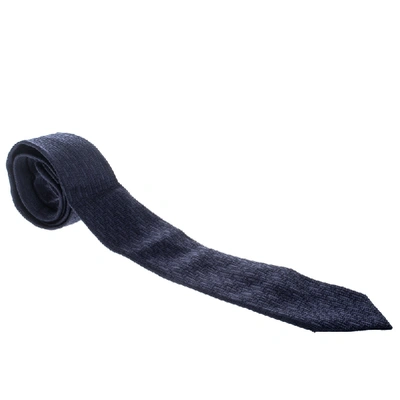 Pre-owned Ermenegildo Zegna Premium Navy Blue Textured Silk Jacquard Tie