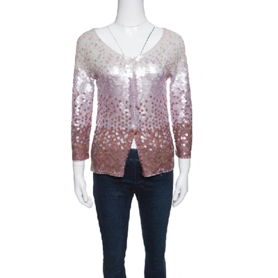 Pre-owned Escada Multicolor Ombre Sequined Wool Cardigan M