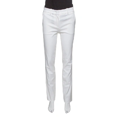 Pre-owned Roberto Cavalli Firenze White Cotton High Waist Straight Fit Pants M