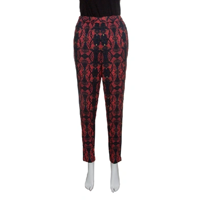 Pre-owned Alice And Olivia Romantic Butterfly Print Elasticized Waist Trousers M In Multicolor